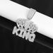 New Men's Full Diamond Chain Hip-Hop Style Personality Crown English KING Pendant Necklace_ipsvogv.com