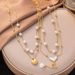 Stone Fashion Versatile Niche Double-layer Chain Pearl Butterfly Tassel Pendant Stainless Steel Necklace_ipsvogv.com