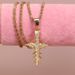 Cross Pendant Full Rhinestone Simple Religious Necklace Accessory_ipsvogv.com
