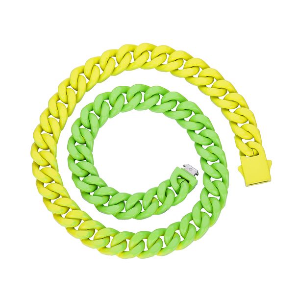 Men's Jewelry Paint Gradient Titanium Steel Color Cuban Necklace Men's Summer Ins Hip Hop Non Fading Jewelry Niche High End Necklace_ipsvogv.com