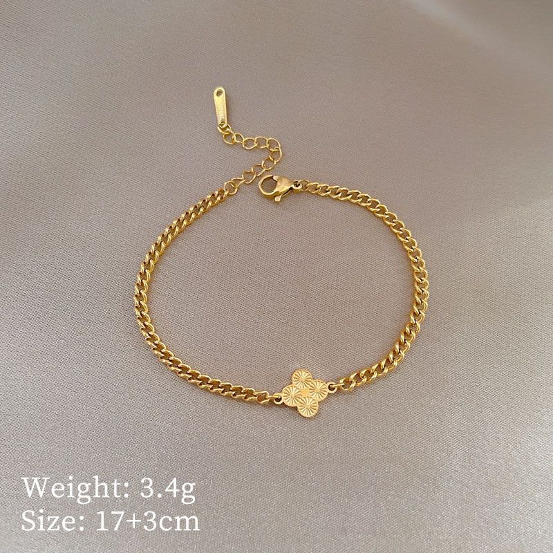【 Full Body Titanium Steel 】 Dongdaemun Extremely Simple Style Lucky Grass Personality Chain Bracelet Female Internet_ipsvogv.com