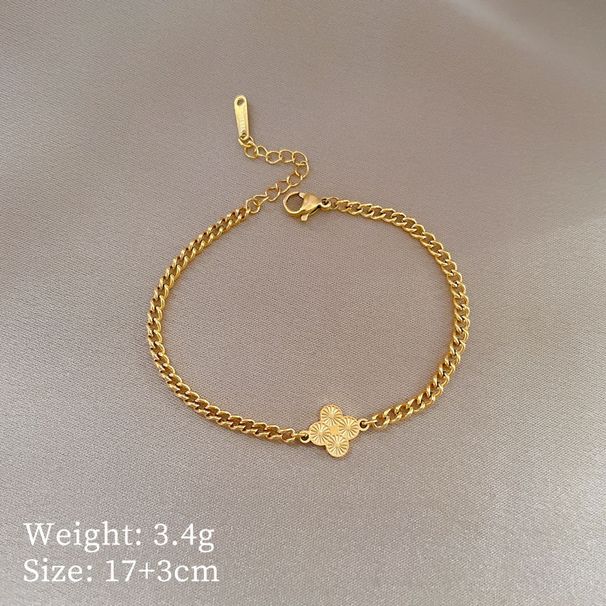 【 Full Body Titanium Steel 】 Dongdaemun Extremely Simple Style Lucky Grass Personality Chain Bracelet Female Internet_ipsvogv.com