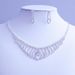 ELEGANCE 616 - Silver Diamond Claw Chain Jewelry Set (High-End Wedding Accessories, Women's Luxury Necklace & Earrings)_ipsvogv.com