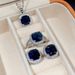 Cao Shifeng Set Fashion Square Blue Glass Series Accessories Luxury And Elegant Jewelry_ipsvogv.com