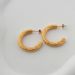 Ins Simple Real Gold Electroplated Titanium Steel Commuter Style All Match Hammer Pattern HOOP Earrings_ipsvogv.com
