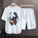 Men's Clothing 2024 Waffle Casual Summer Suit Men's Loose Teen Short sleeved T shirt Shorts Handsome Two piece Suit_ipsvogv.com
