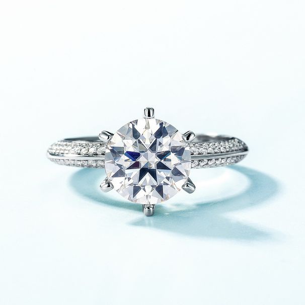 Full Inlaid With Brilliant Moissanite Couple Ring Female S925 Silver Shining Moissanite Engagement Ring Light Luxury_ipsvogv.com