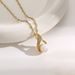 New style, sweet and slightly embellished with water droplets, pearl pendant, titanium steel necklace, women's high-end_ipsvogv.com