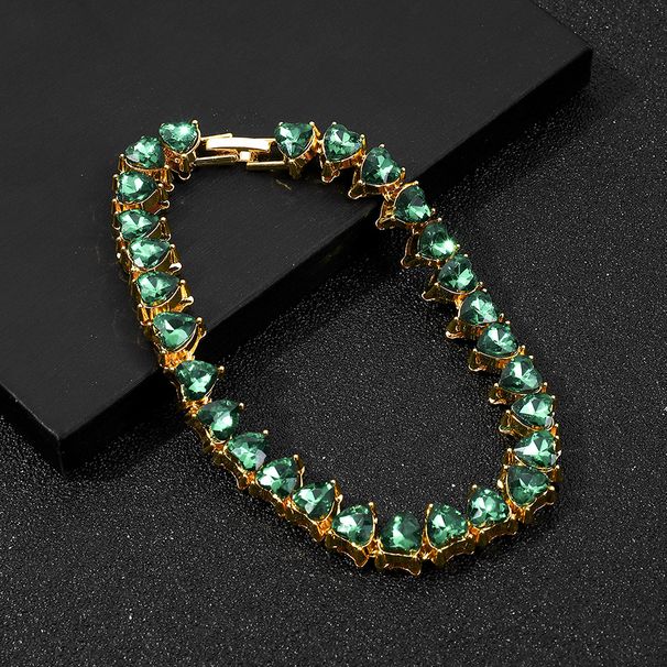 Unisex Niche Original Design Green Love Glass Diamond Necklace Hip Hop All Match Aesthetic Love Thorn Necklace_ipsvogv.com