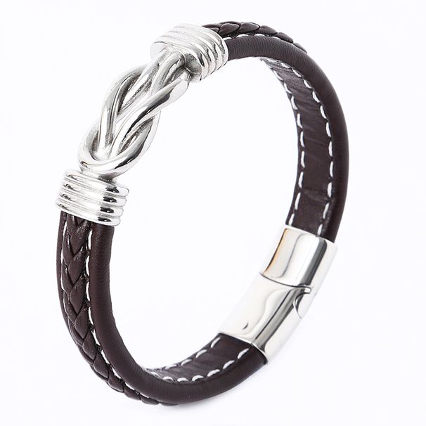 Fashion Commuter Men's Leather Alloy Magnetic Twist Punk Bracelet_ipsvogv.com