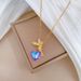 】 Angel 【 Ocean Heart Light Luxury Charm Gorgeous Full Diamond Necklace Women's Versatile Clavicle Titanium Steel Chain 【 】_ipsvogv.com