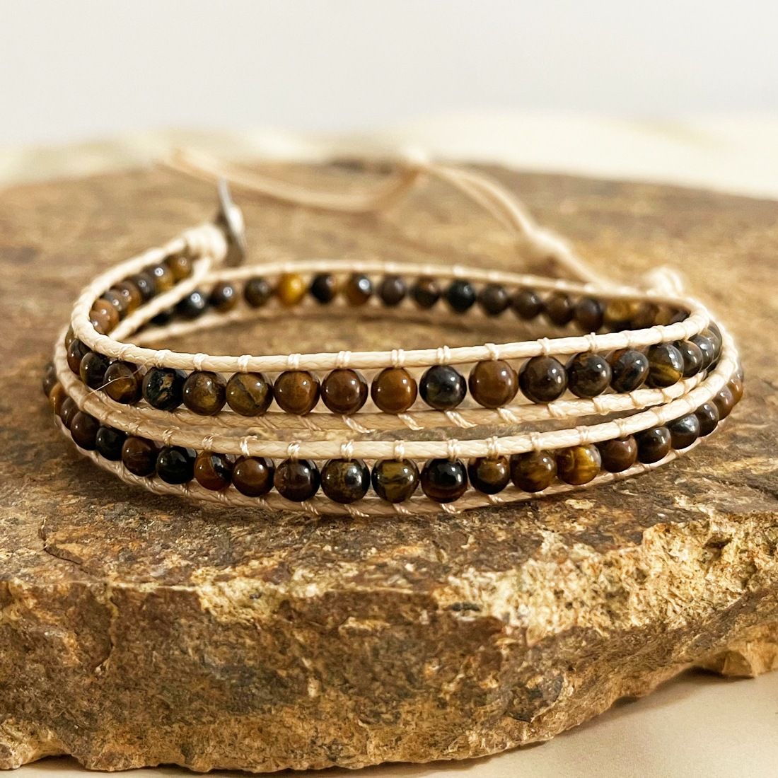 Bohemian Tiger Eye Stone Natural Stone Leather Rope Braided Bracelet Adjustable Simple All Match Couple Bracelet_ipsvogv.com