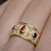 French Light Luxury Craftsmanship Inlaid Blue Haoshi Ring, Ancient Style Alloy Ring_ipsvogv.com