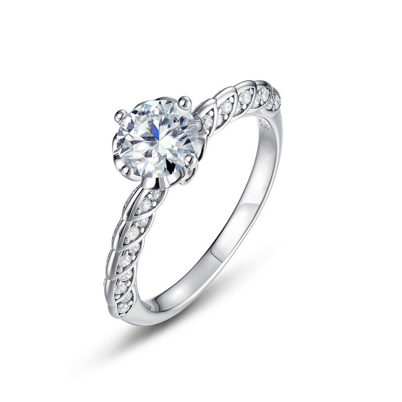 Global Hot S925 Silver Dazzling 1 Carat Moissanite Ring Inlaid With Shining Colored Gemstones Engagement Ring Fashion_ipsvogv.com