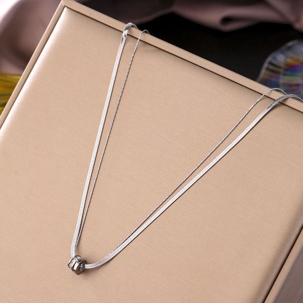 Titanium Steel Color-free Transferring Double-layer Necklace ins Trendy Internet Popular Cold Style Exquisite Clavicle Chain Simple Personalized Neckl_ipsvogv.com
