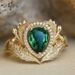Sanjie's New Women's Ring Electroplated Gold And Inlaid With Green Water Droplets Bracelet_ipsvogv.com