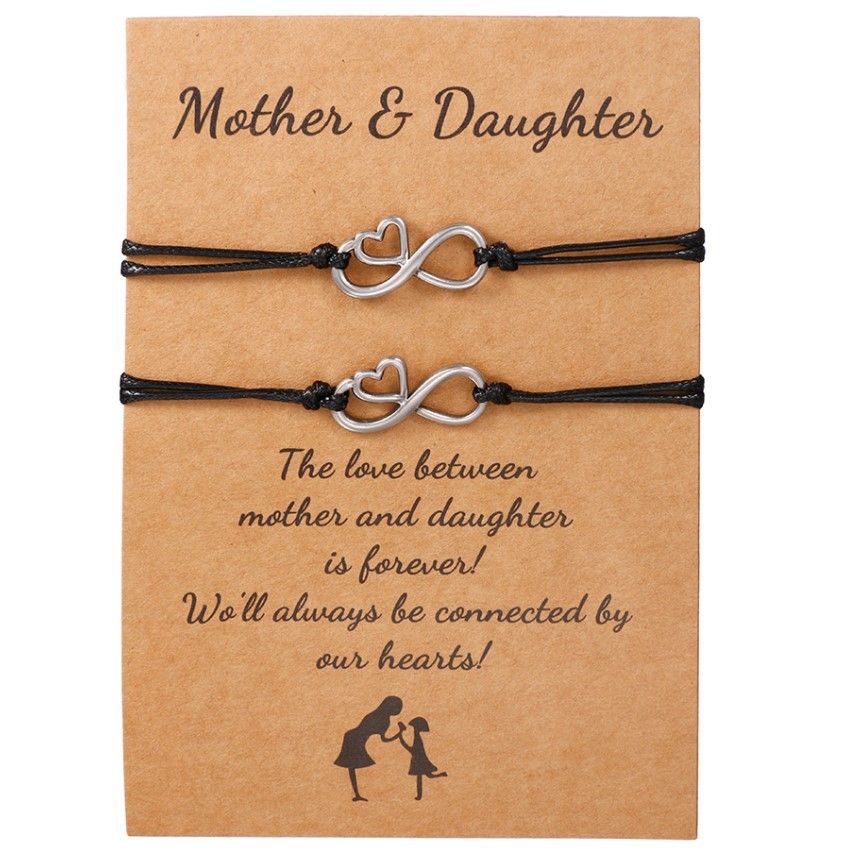 New Mother's Day Bracelet Creative Personality Woven Metal 8 Character Love Card Bracelet 2 Piece Set_ipsvogv.com