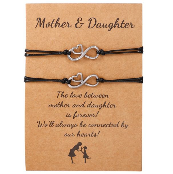 New Mother's Day Bracelet Creative Personality Woven Metal 8 Character Love Card Bracelet 2 Piece Set_ipsvogv.com