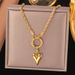 【 New Product 】 Multi Layer Bead Gold Love Necklace For Women INS Fashion Stainless Steel Peach Heart Jewelry Set_ipsvogv.com
