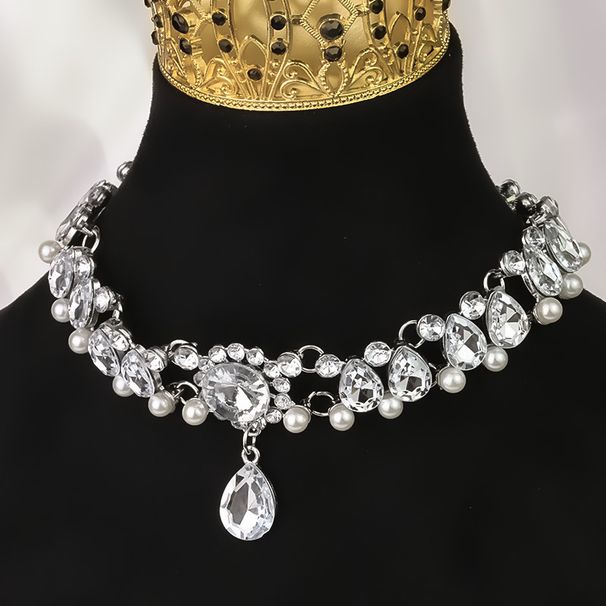 New Diamond Set Pearl Necklace, Exaggerated Fashion Wedding Dress, Banquet Accessories_ipsvogv.com