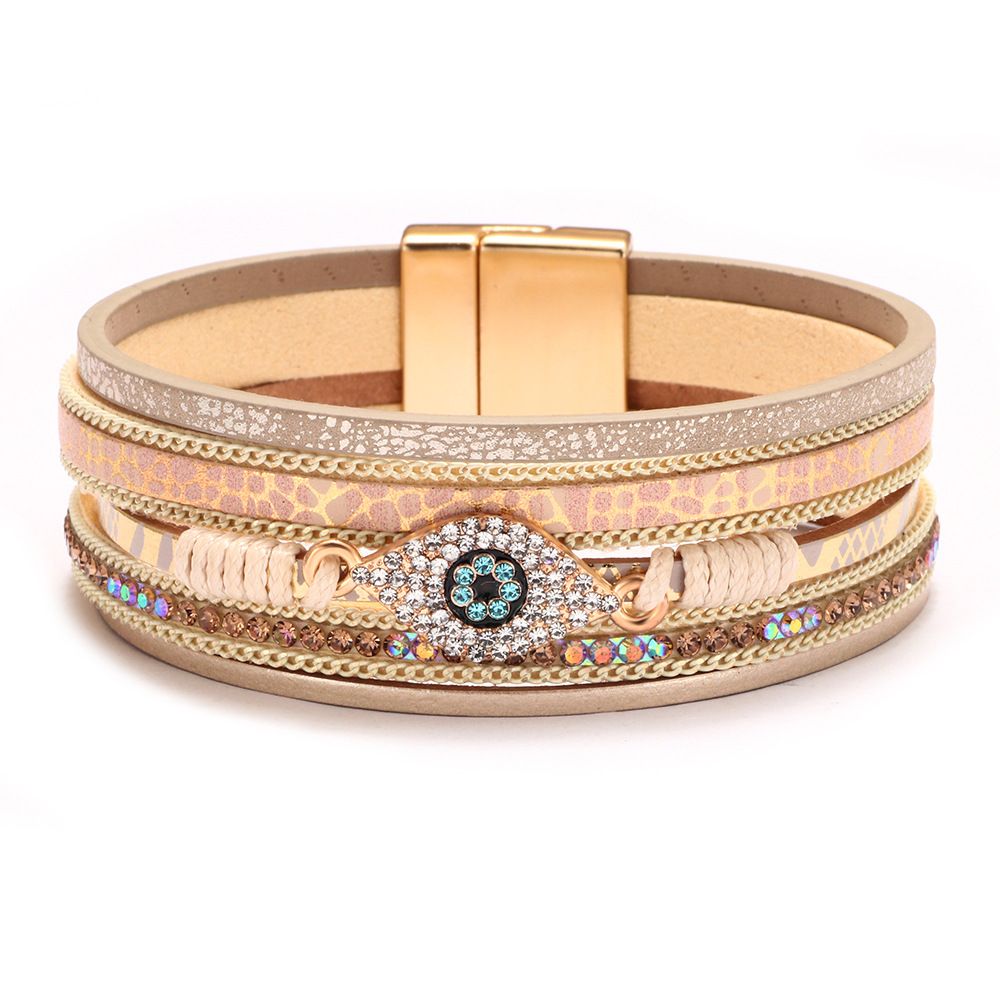 Women's Jewelry Bohemian Style Devil's Eye Diamond Leather Bracelet Simple Style Fashion Bracelet_ipsvogv.com