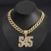 Hip Hop Overall Version Digital Cuban Chain Necklace Men's Fashion Rhinestone Number 545 Pendant Accessory_ipsvogv.com