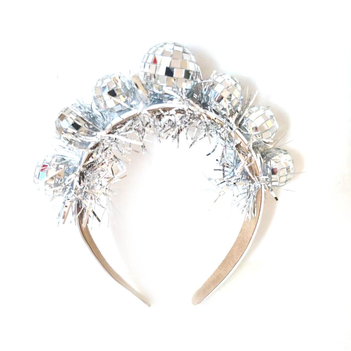 Hot Selling Disco Mirror Ball Headband Disco Ball Silver Rain Silk Hair Accessories 70S Cowboy Party_ipsvogv.com