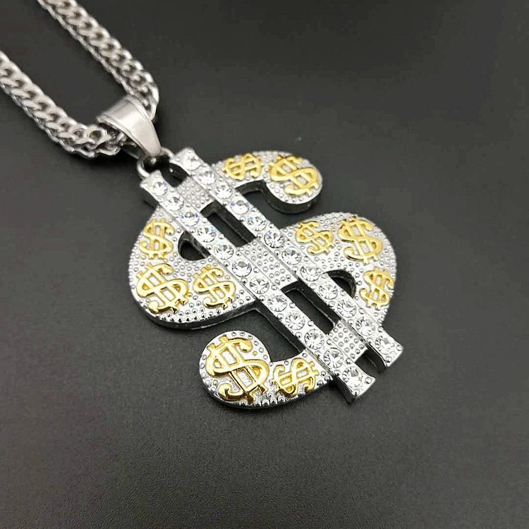 Hip Hop Jewelry Dollar Gold Plated Titanium Steel/Stainless Steel Pendant_ipsvogv.com