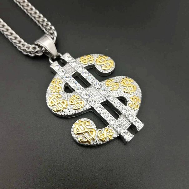 Hip Hop Jewelry Dollar Gold Plated Titanium Steel/Stainless Steel Pendant_ipsvogv.com