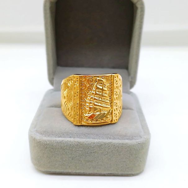Sand Jewelry, Gold-plated Smooth Sailing, Sandblasted Men's Domineering And Wealthy Gold Living Ring, Ring_ipsvogv.com