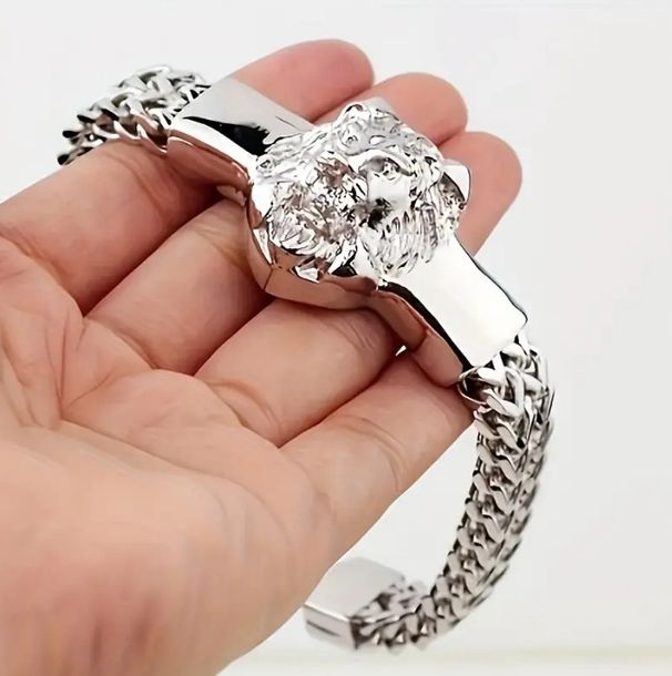 Stainless Titanium Steel Lion Head Bracelet Spring Summer Men's Hip Hop Jewelry 2023 New Style Personality_ipsvogv.com