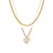 Stylish retro inlaid pearl love cross eyes turquoise pendant double stainless steel necklace_ipsvogv.com