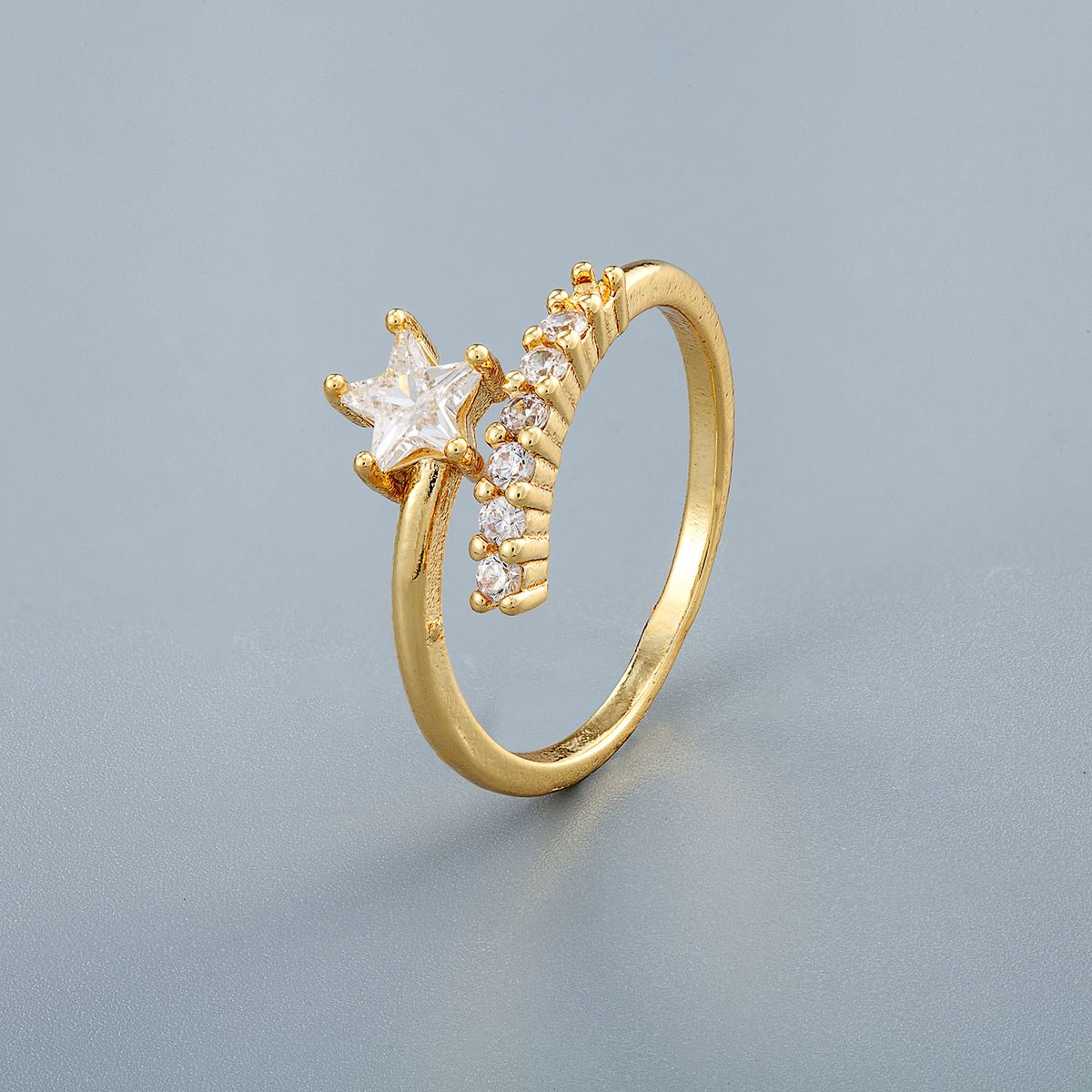INS Trendy Korean Version Of Zircon Micro Inlaid Zircon Star Pearl Ring Female Design Temperament Index Finger Ring Open Design_ipsvogv.com