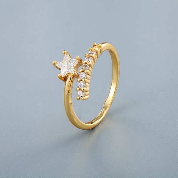 INS Trendy Korean Version Of Zircon Micro Inlaid Zircon Star Pearl Ring Female Design Temperament Index Finger Ring Open Design_ipsvogv.com
