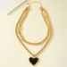 Niche design double love shaped necklace female hip hop simple pendant clavicle chain_ipsvogv.com