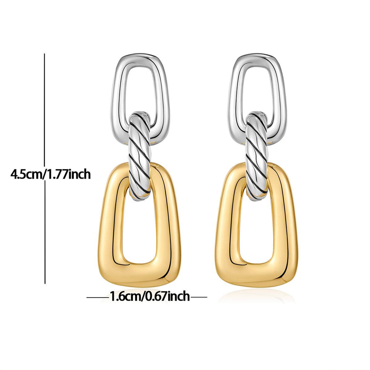 Simple two color earrings autumn and winter temperament female earrings light luxury commuter earrings high grade symmetrical earrings for women_ipsvogv.com