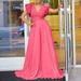 Women's sexy deep V pleated wide leg large size jumpsuit_ipsvogv.com