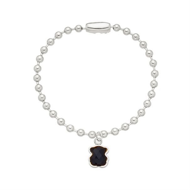 Bear 304 Stainless Steel 4mm Round Bead Chain Set Simple Acrylic Bear Women's Five Color Necklace_ipsvogv.com