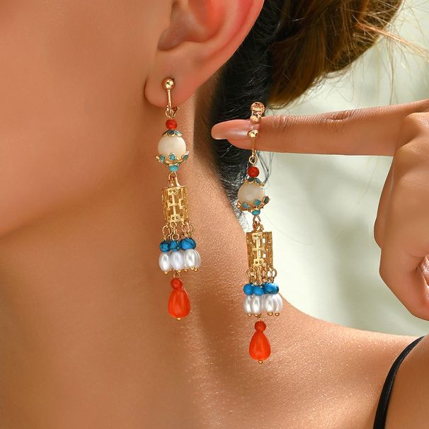 2024 new vintage style women's with niche crystal pearl inlay design, high-end lantern and earrings_ipsvogv.com
