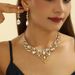 Water Drop Women's Alloy Bridal And Earrings Two-Piece Set New Clavicle Short Necklace Wholesale_ipsvogv.com