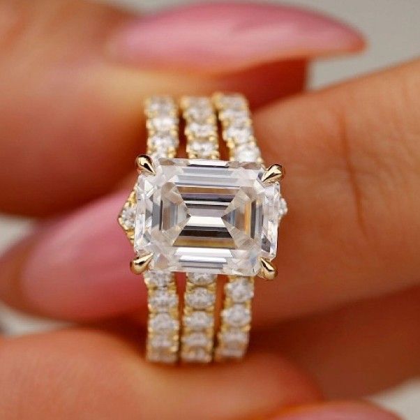 Sanjie Live Golden Zircon Women's Fashion Temperament Personality Classic Three Piece Ring Set_ipsvogv.com