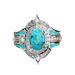 Sanjie New Product Fashion Diamond Blue Turquoise Three Piece Ring Set_ipsvogv.com