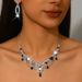 Women’s Jewelry Set Fashion Rhinestone Clavicle Necklace Evening Dress Accessories Exquisite Claw Chain Necklace Earrings Set Two Piece Set For Women_ipsvogv.com