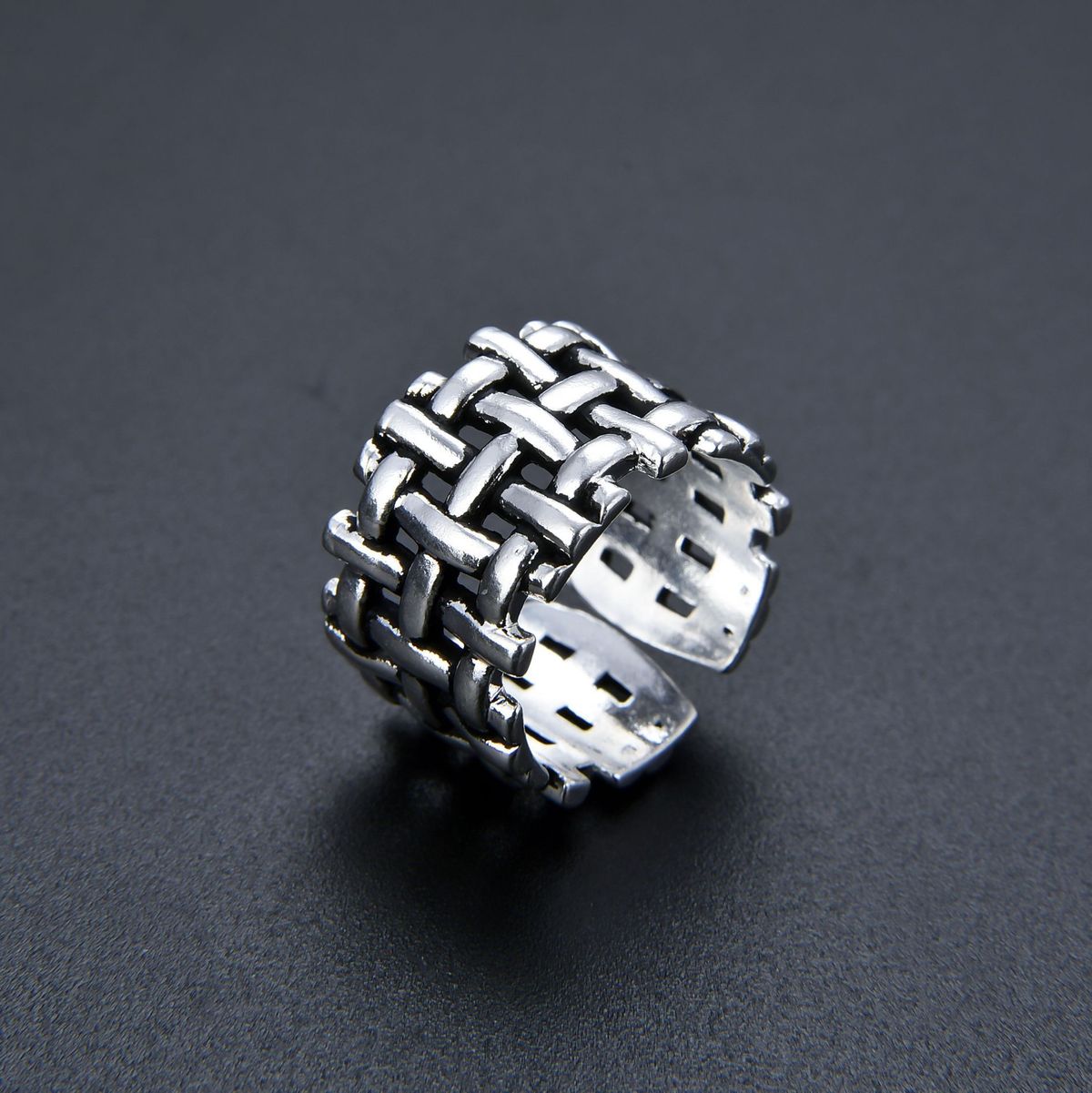 Unisex Jewelry Fashion Retro Black Mesh Ring Opening Adjustable Unisex Hand Jewelry Net Celebrity Ring Ins Style_ipsvogv.com