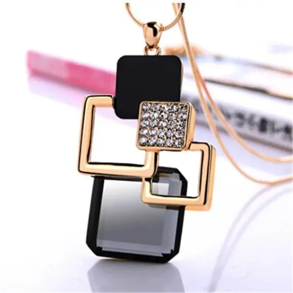 Hot Sales Fashion Women Collier Femme Crystal Gray Blue Color Geometric Statement Colar Long Necklaces&Pendants for Jewelry Bijoux_ipsvogv.com