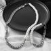 Spliced Stainless Steel Cuban Chain Pearl Chain Necklace Men Non Fading Titanium Steel Men's Pearl Necklace_ipsvogv.com