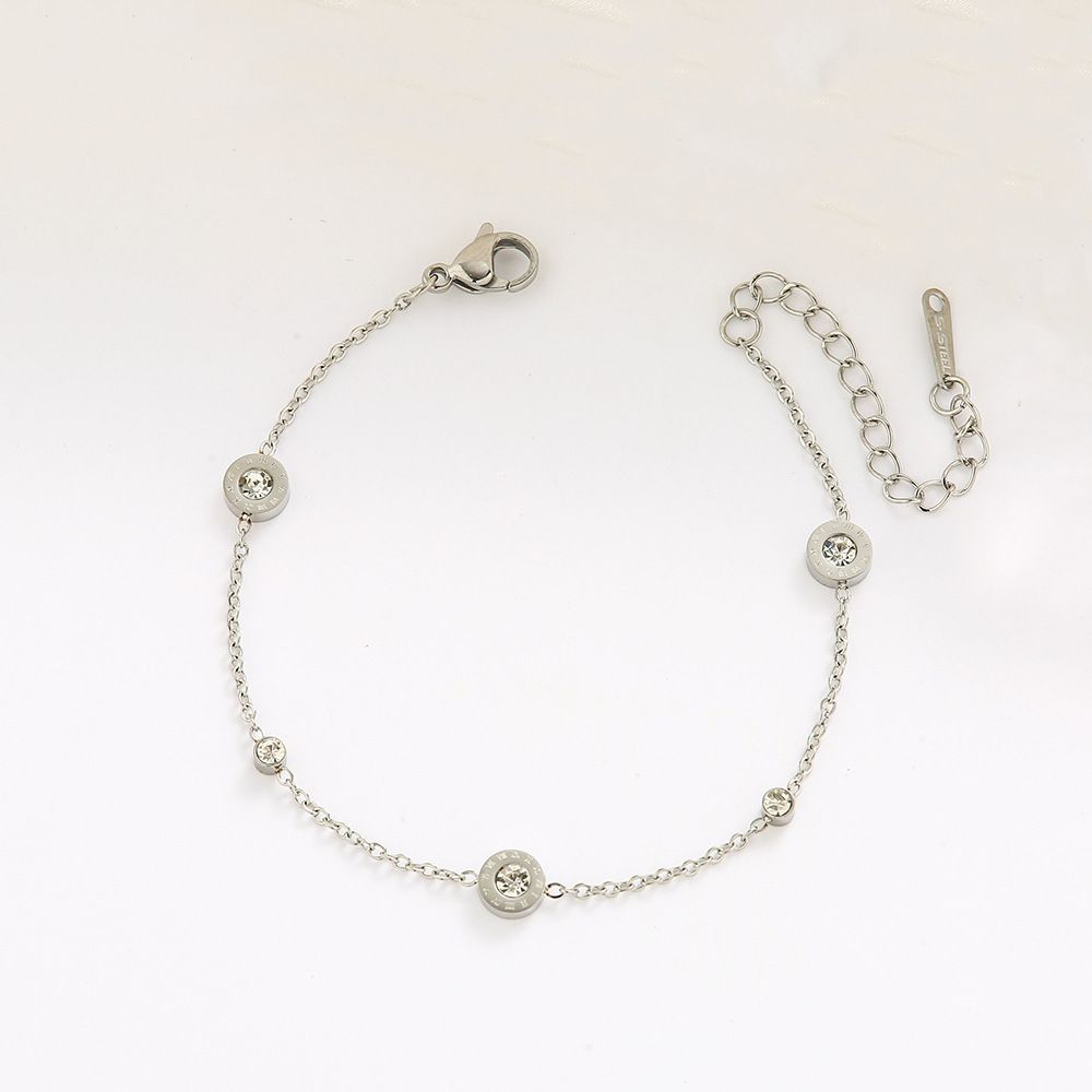 Women's Jewelry Light Luxury High Grade Small Diamond Roman Titanium Steel Bracelet Female Fashion Exquisite Girlfriend Simple Cold Style Hand Jewelry_ipsvogv.com