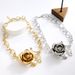 Exaggerated alloy flower necklace Fashion long flower cluster tassel multi layer earring set_ipsvogv.com