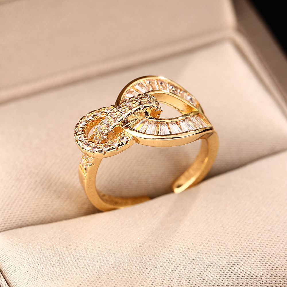 network Red New Diamond Inlaid Horseshoe Chain Link Female Ins Fashion Index Finger Opening Free Adjustment Ring_ipsvogv.com