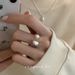 Lucky Bean Pearl Women's Geometric Irregular High End Silver Open Versatile Finger Ring Trendy_ipsvogv.com